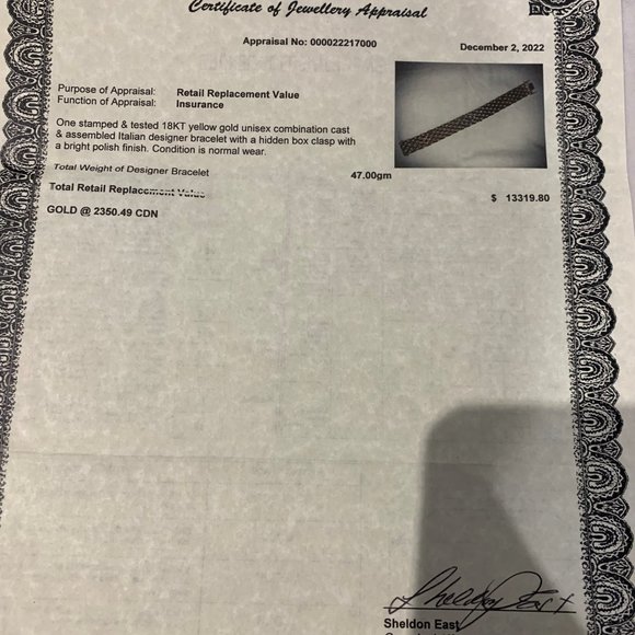 Exquisite 18K Gold Ladies Bracelet - Picture 2 of 2